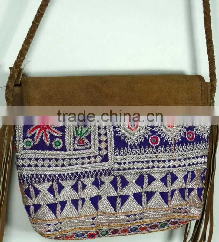 Leather Cross Body Bag Ethnic Shoulder Bag Frienge Bag
