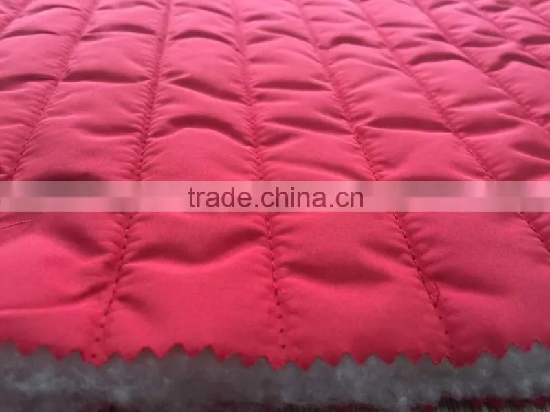 Fashion polyester stripe embroidered thermal padded fabric with quilting for down coats/jacket