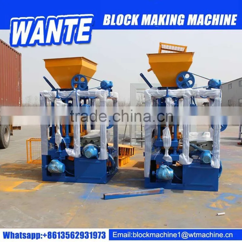 WANTE BRAND QT4-24 manual hollow block making machine for fork truck