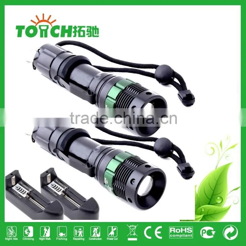 Self Defense Tactical Flashlight High Power Rechargeable Hunting Flash Light XPE Flashlight for Outdoor Camping 8002