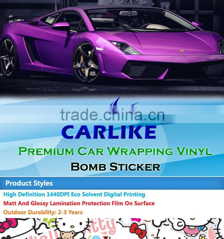 HD-041 CARLIKE Air Bubble Free Decorative Car Vinyl Hello Kitty Bomb Sticker