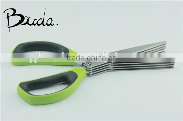 Multifunction 5 blade stainless steel herb scissor with PP+TPR handle BD-S1643