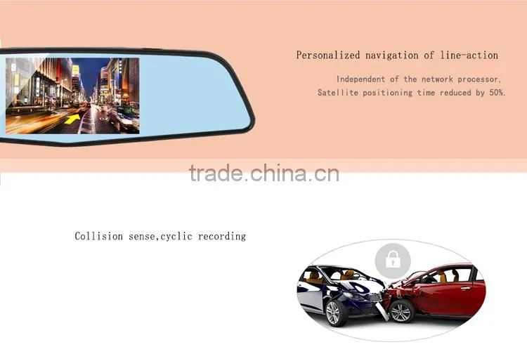 5" Touchpad Android Dual Lens Backup Camera 1080P GPS Car Navigation Recorder Camera Car Rearview Mirror DV DVR(X6)
