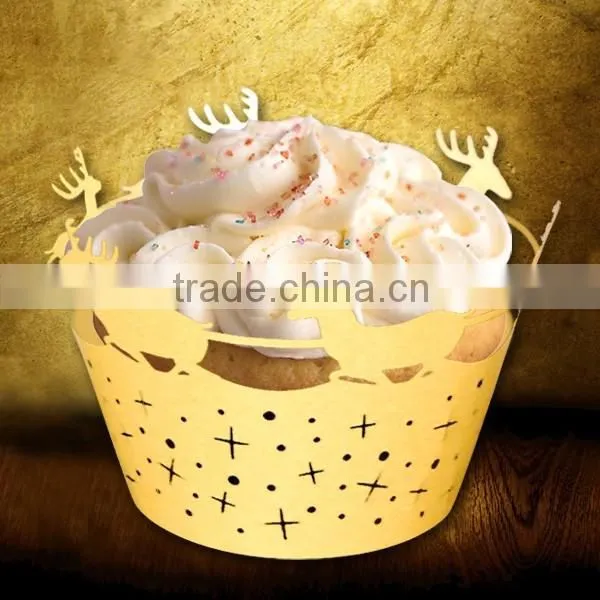 gold soft round wedding and party decoration cupcake wrappers