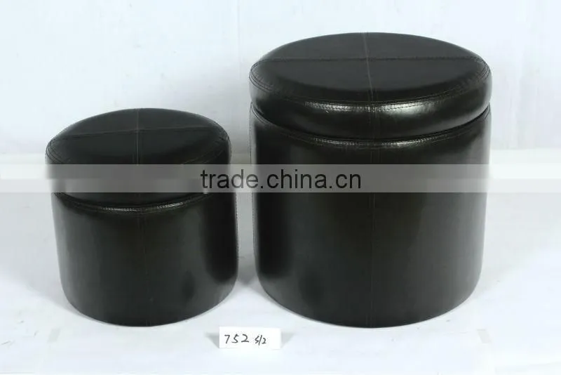 Modern well sale round leather ottoman with one button