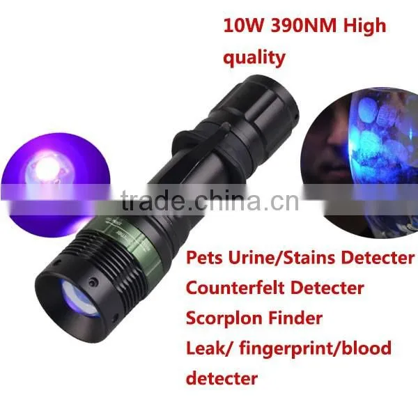 Profesional UV Flashlight with High Power 10W LED 390nm Wavelenght with Variable Focus for Urine Detection / Inspection