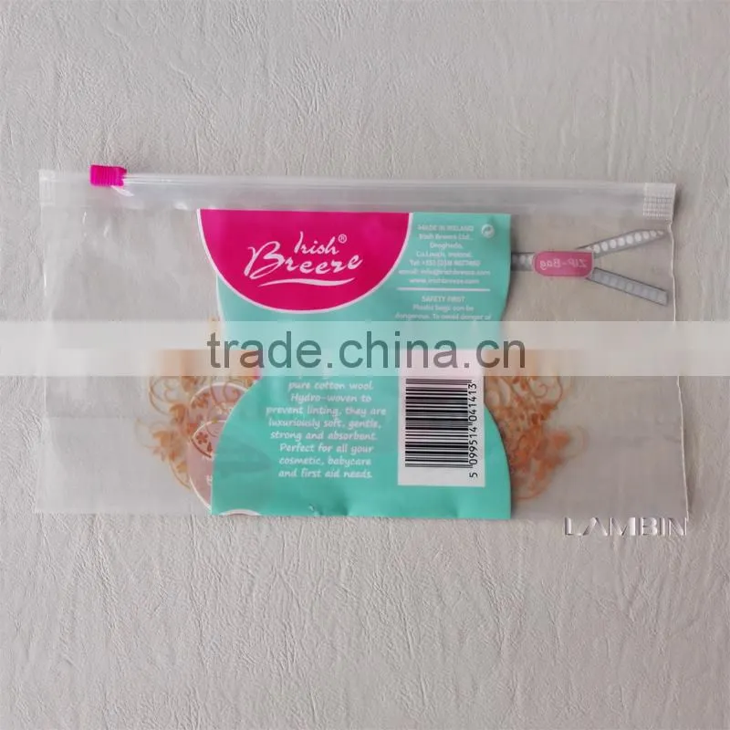 Produce self-sealing packaging zip bag for cotton pads cosmetics