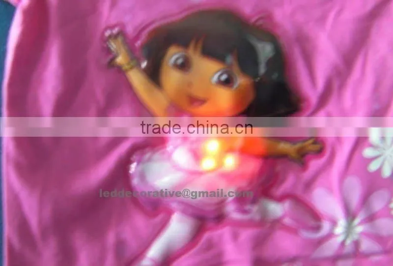 with lights sticker patches clothes garment cartoon dora tshirt
