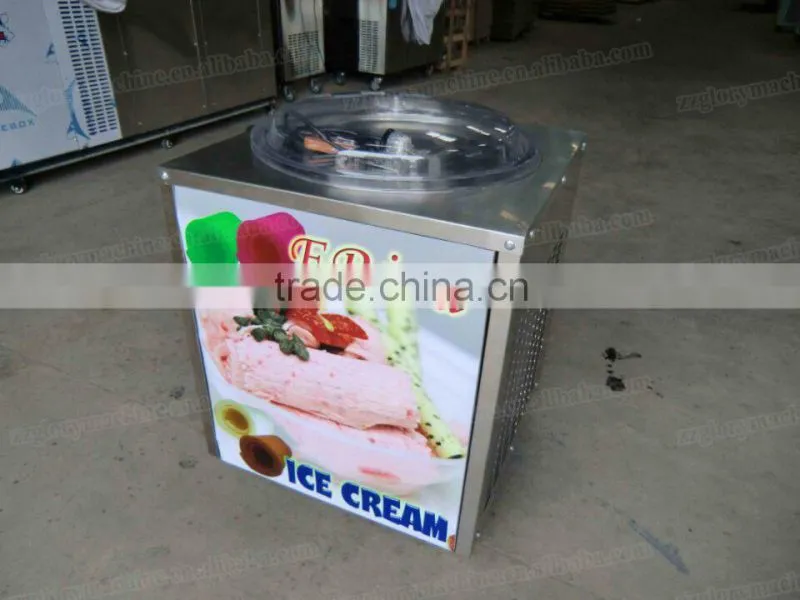 2015 hot sale flat single pan with 6 topping pans stir fry ice cream machine