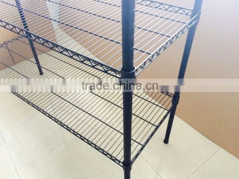 Chrome Metal 4 Layers Storage Rack Supermarket Goods Shelf