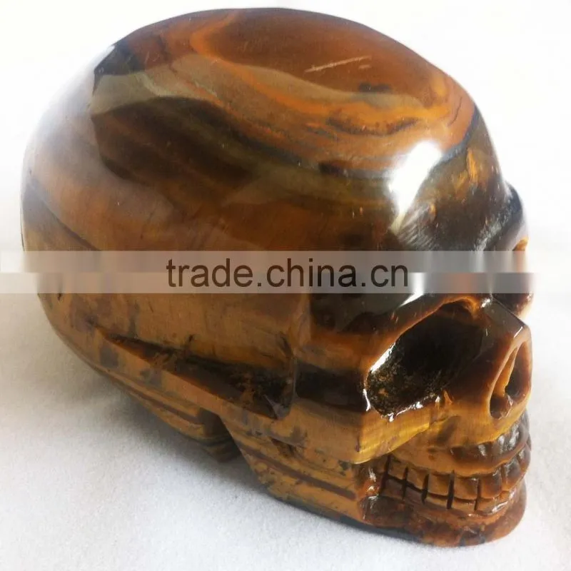 Natural Crystal Carving Yellow Tiger Eye Skull From China Supplier