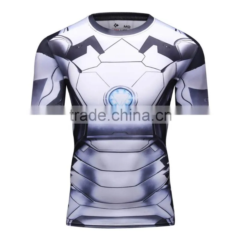 China Summer Men's Marvel Superhero sublimation T Shirt Wholesale Manufacturer Guangzhou Clothing Mens Cycling Shirt