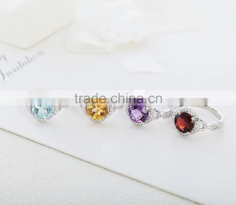 Generous 925 sterling silver natural round shape amethyst ring. Natural gemstone silver ring.Europe gemstone ring