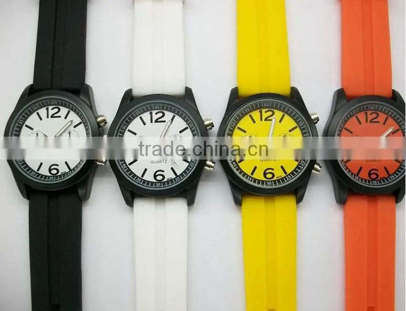 Multicolor silicon wristband japan quartz waterproof sport chrono watch men chronograph