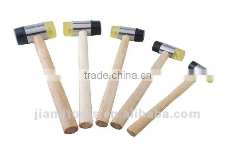 Two way mallet with wooden handle