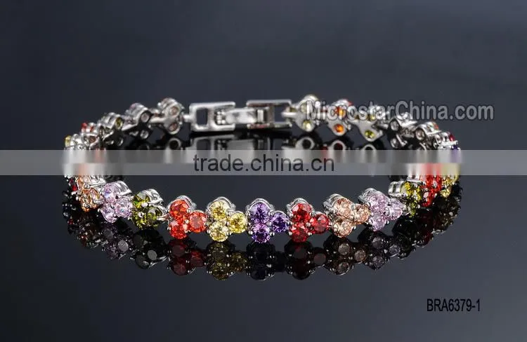 Plum-shaped diamond alloy plating red leather crystal bangle