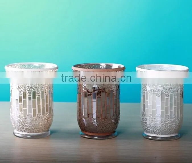 Glass mosaic decorative hurricane lantern
