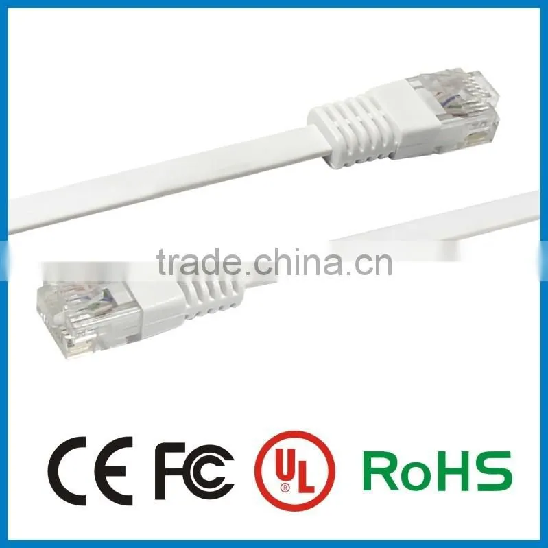 Shenzhen high quality 4p 32awg 7/0.08 copper wire cat5e utp flat cable with rj45 connector