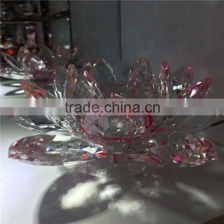 Beautiful Artificial Lotus Flower Crystal Glass Ornaments
