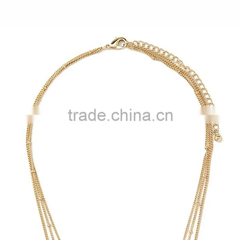 Korean Style Plain Peace Chain Gold Plated Thin Chain Round Sequin Olive Branch Bird Multi Layer Choker Necklaces For Students