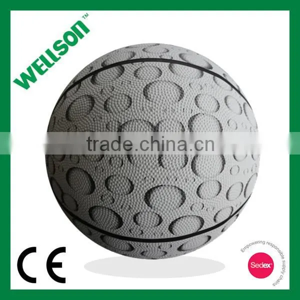 Printed size 7 white rubber basketball