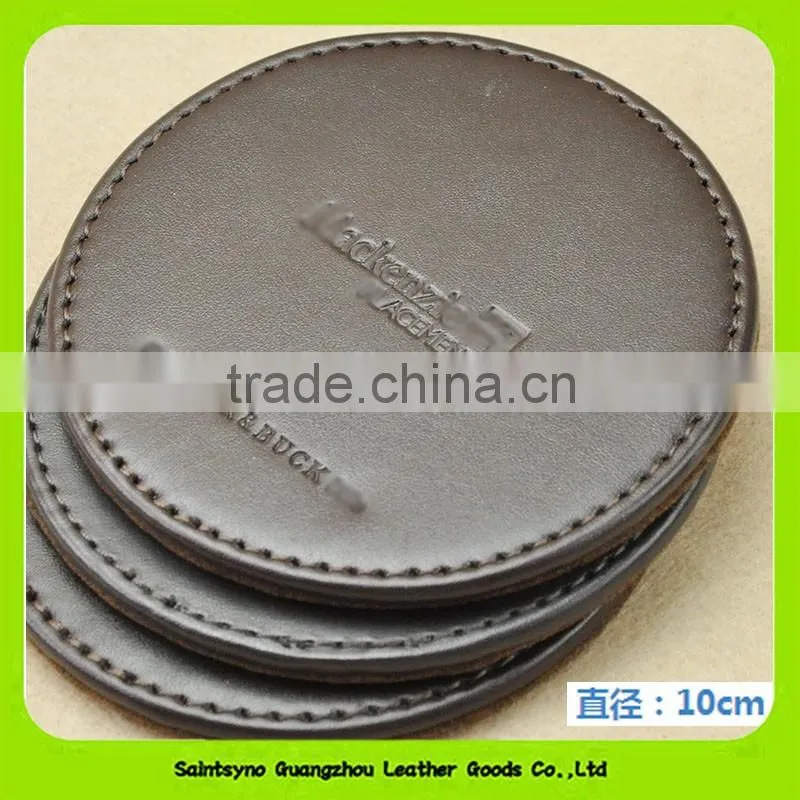 China wholesale Faux Leather Round Custom Cup Mat Cheap Coaster 16027