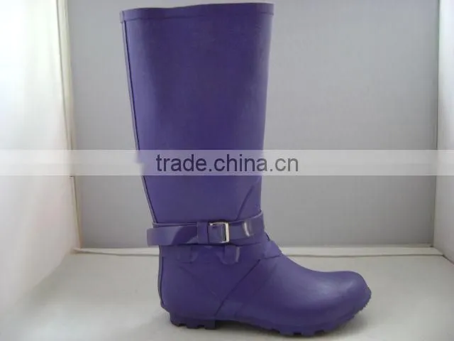 Purple women durable cheap rubber rain boots