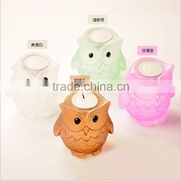 2016 hot sale crystal night owl candle holder for home decor