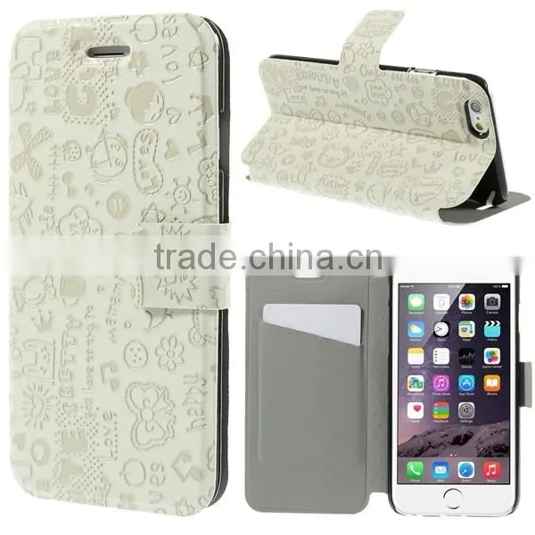 Popular Artificial Leather Case for Apple 6 , Fashion Wallet Case for iPhone 6