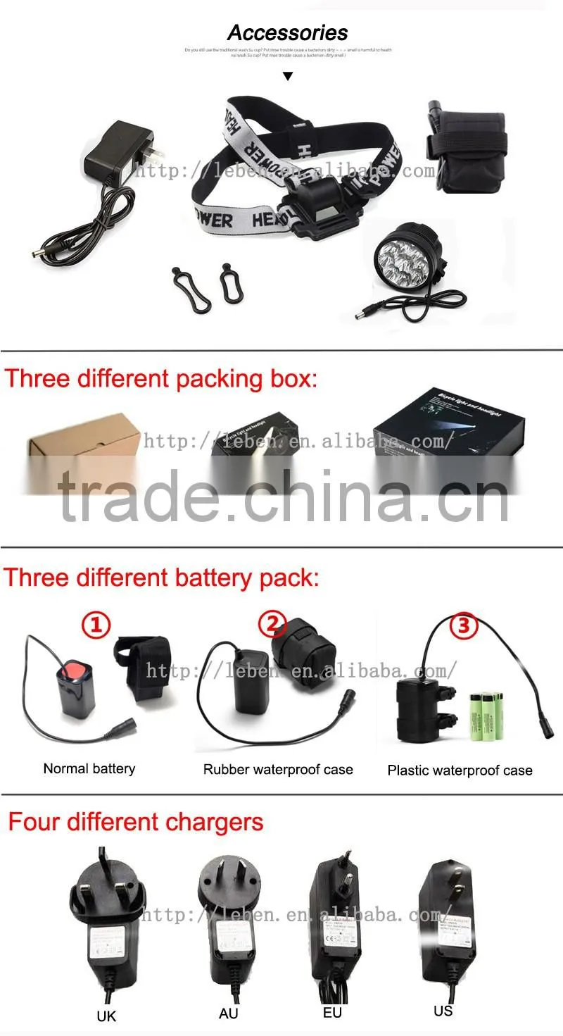 10 x CREE XML XM-L T6 LED Bike Light Front Bicycle Lamp Outdoor Flash Light With Rechargeable Battery