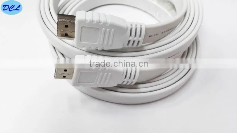 White flat HDMI cable with nickel plated 1M