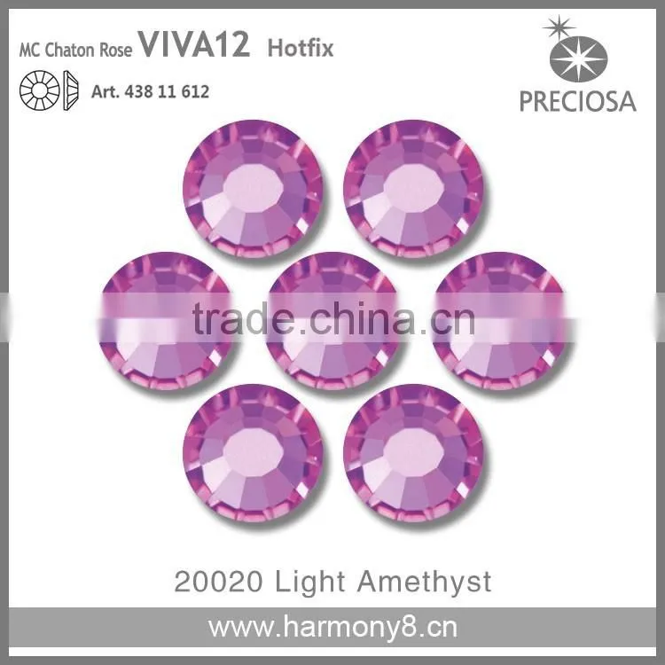 PRECIOSA Flat Back Hot Fix Rhinestones, Light Amethyst MC Chaton Rose VIVA12