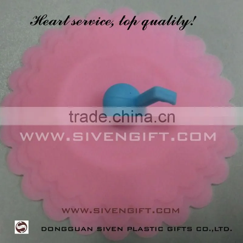 Cute design silicone cup cover beautiful silicon 3d cup lids