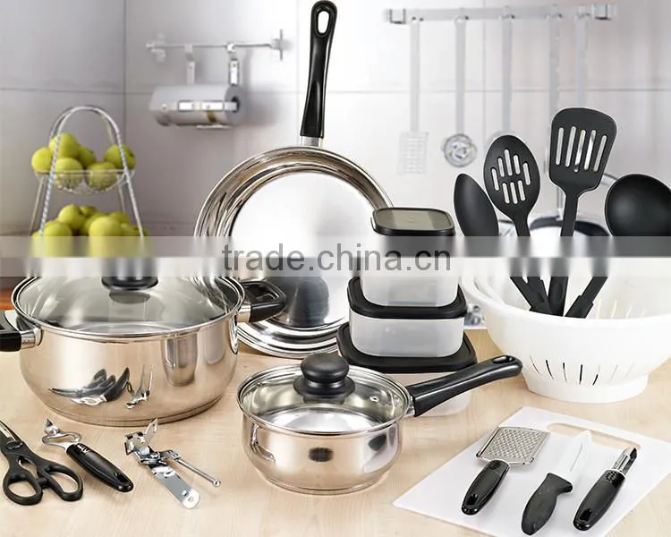 25pcs removable handles kitchen utensil accessories stainless steel palm restaurant cookware