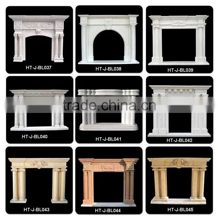 Laxury Design Statue Carved White Marble Fireplace Mantel