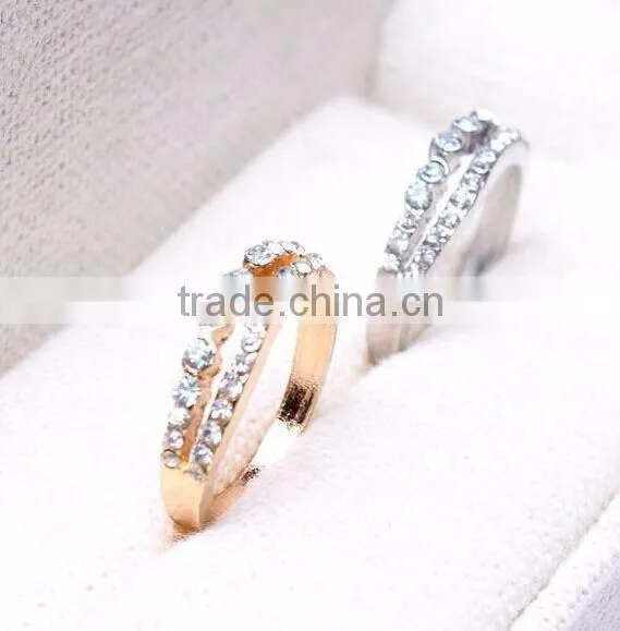 double coulour all crystal alloy little finger rings