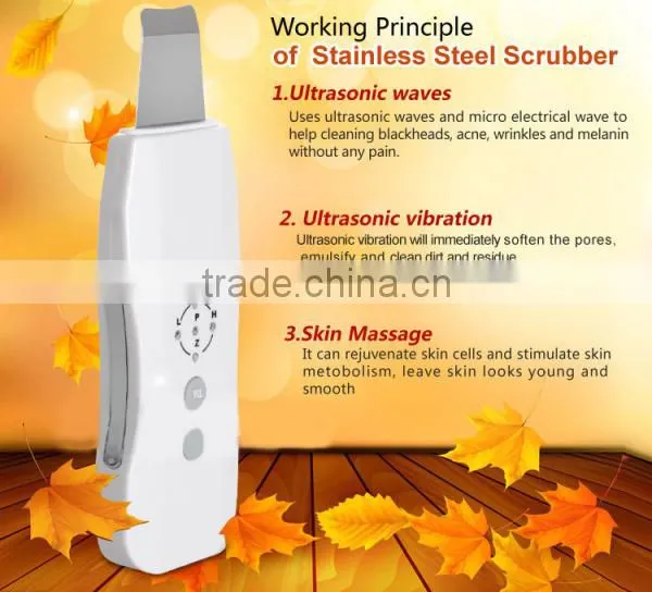 Hot sale portable homeuse ion ultrasonic skin scrubber device for 2016