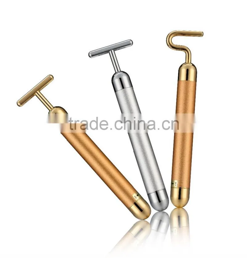 Beauty Bar 24K Golden Pulse Skin Care Gold Facial Roller Vibration Face Massager