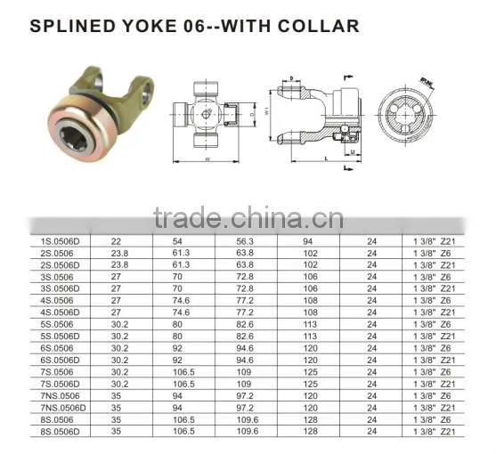 splined yoke for tractor pto shaft