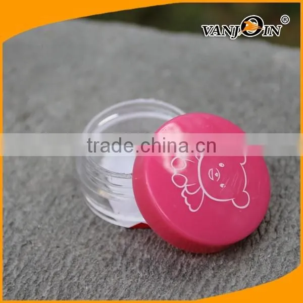 Cute 10ML Empty PET Plastic Baby Skin Care Jar with Pink Cap