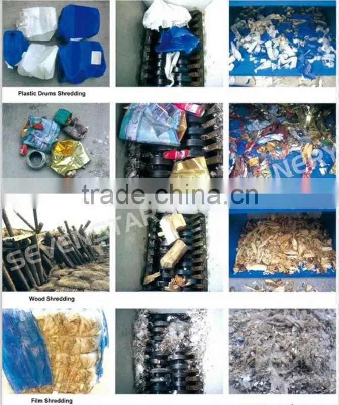 plastic double shaft shredder/shredding machine for plastic bottle profile/film/wood/metal