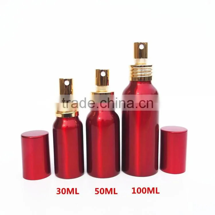Wholesale 30ml-500ml aluminum spray perfume bottles with metal cap for cosmetic packaging