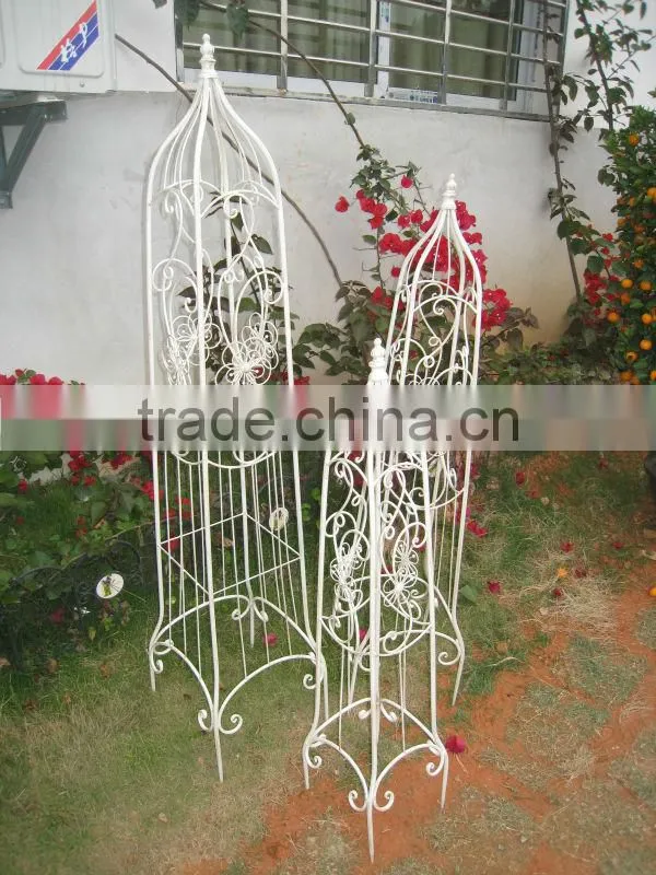 Classical Antique White Ecofriendly Wrought Irons Powder Coated Small Garden Planter Trellis