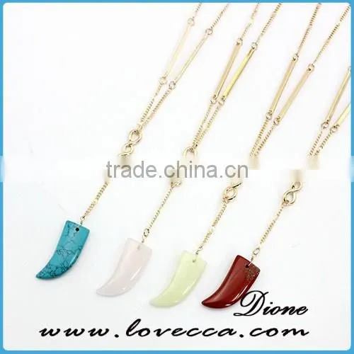 Dubai gold necklace fashion gold long chain gemstone necklace