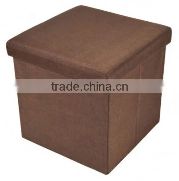Collapsible Storage Ottoman Cube Foot Rest Stool Comfy Linen-like Fabric Lift Off Top