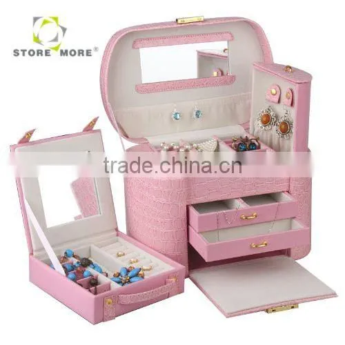 Black Foldable Faux Leather Marble Jewelry Box