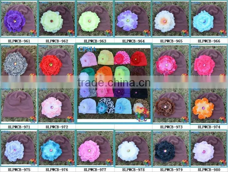 baby winter hat Toddler Cotton knit beanie with peony flower