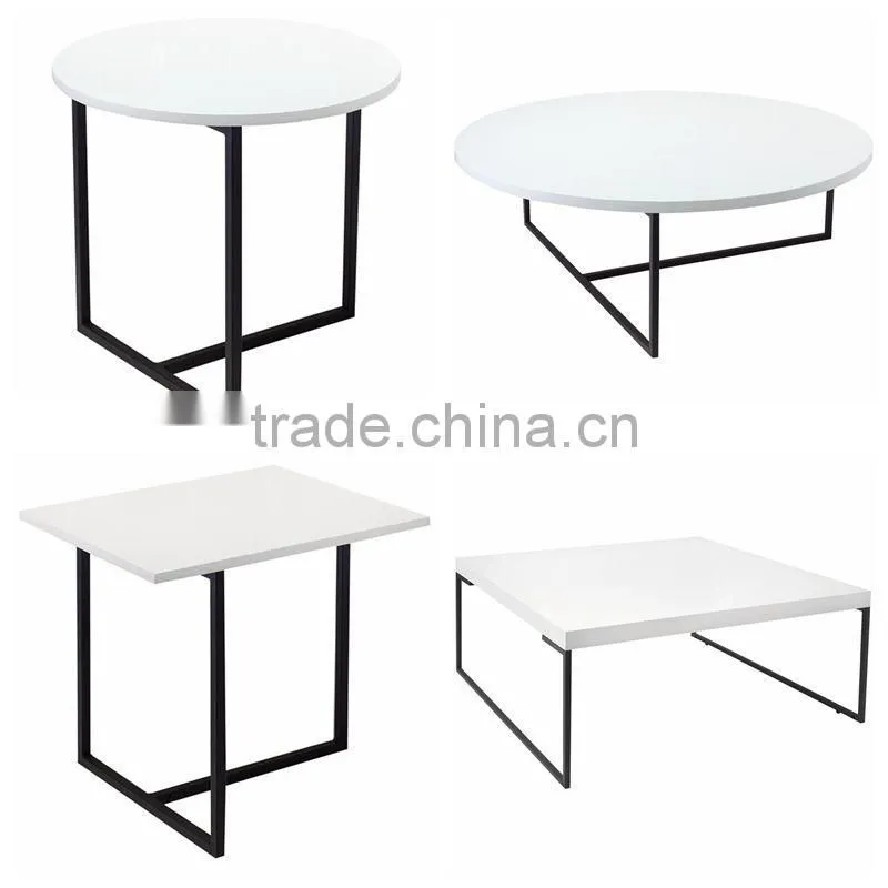 Euro Style white highlight lacquer square coffee table
