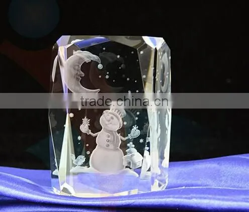 3d laser engraved crystal christmas ornaments 2016