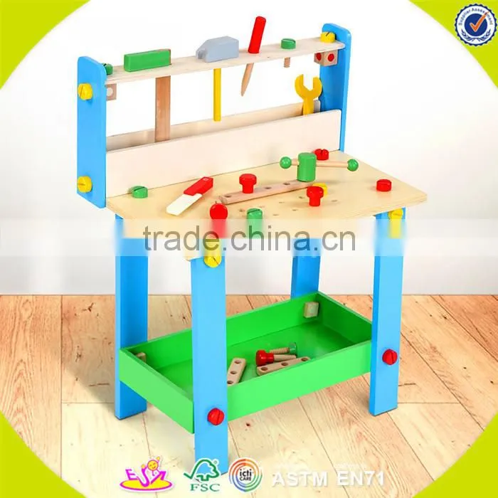 wholesale DIY pretend children wooden workbench toy interesting baby wooden workbench toy W03D028
